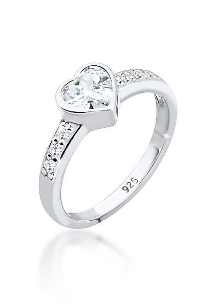 Elli Fingerring Herz Zirkonia Symbol Verlobung 925 Silber, Herz günstig online kaufen