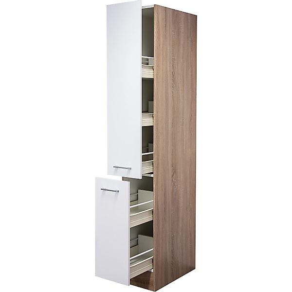 Flex-Well Classic Küchen-Apothekerhochschrank Florida30 cm Weiß-Sonoma Eich günstig online kaufen