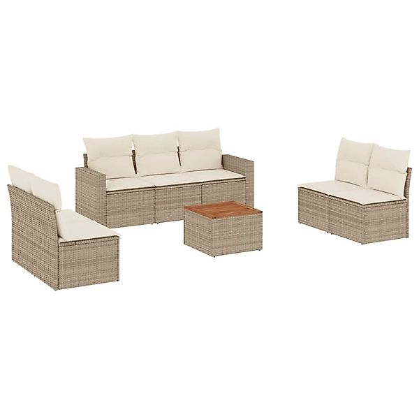 vidaXL 8-Tlg Garten-Sofagarnitur mit Kissen Beige Poly Rattan 3256408 günstig online kaufen