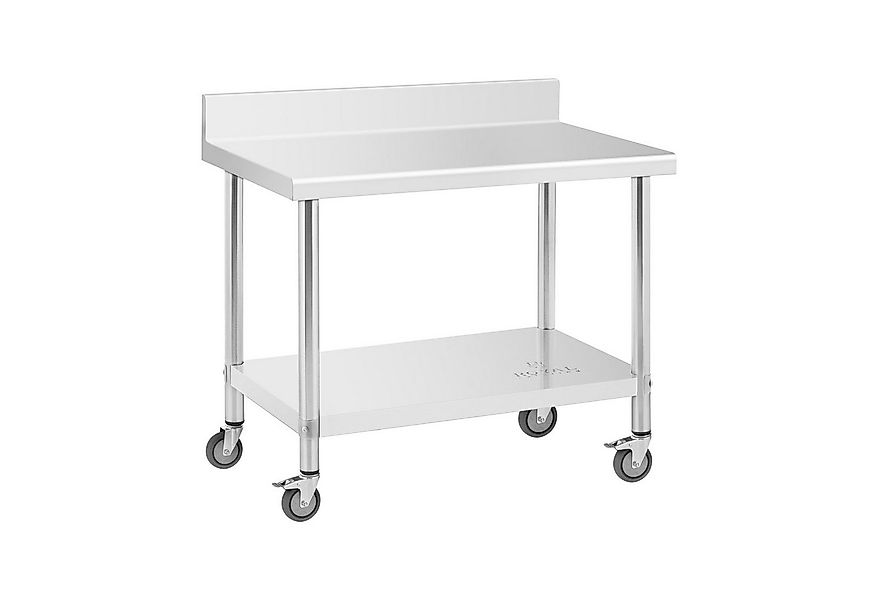Royal Catering Arbeitstisch 60 x 100 cm Rollbarer Edelstahltisch Aufkantung günstig online kaufen
