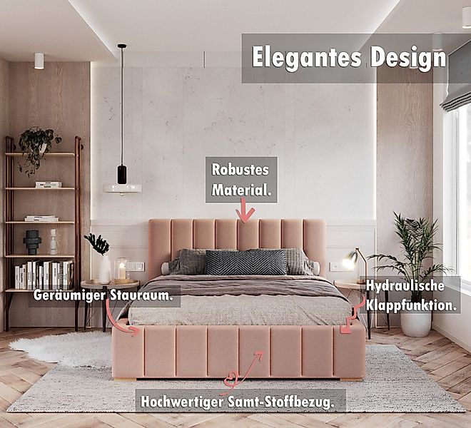 thematys Polsterbett Bett Stauraumbett Velours 90x200, günstig online kaufen