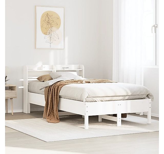 vidaXL Bett, Massivholzbett ohne Matratze Weiß 120x200 cm Kiefernholz günstig online kaufen