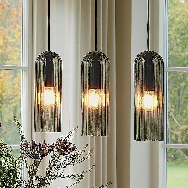 Pendelleuchte Miella 3-Rail in Schwarz-transparent E27 3-flammig günstig online kaufen