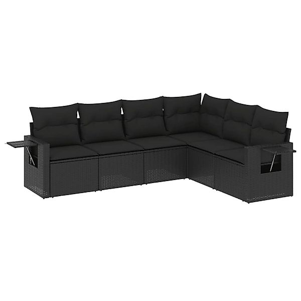 vidaXL 6-Tlg Garten-Sofagarnitur mit Kissen Schwarz Poly Rattan 3252542 günstig online kaufen