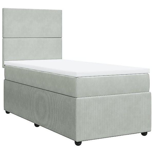 vidaXL Boxspringbett, Boxspringbett mit Matratze Hellgrau 100x200 cm Samt günstig online kaufen