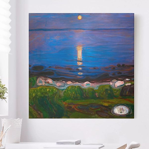 Leinwandbild - Quadrat Edvard Munch - Sommernacht am Meeresstrand günstig online kaufen