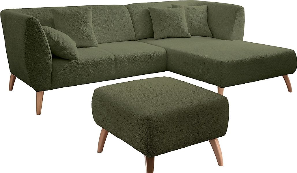 INOSIGN Ecksofa »Colori L-Form«, Holzfußfarbe wählbar, inkl. 4x Zierkissen günstig online kaufen