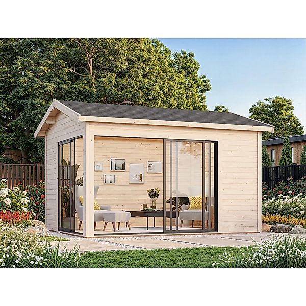 Palmako Gartenhaus Amanda Slide Plus 390 x 300 cm Weiß-Anthrazit FSC® günstig online kaufen