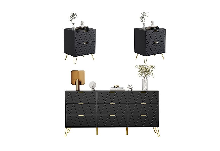 UEV Schlafzimmer-Set 3er-Set Schlafzimmermöbel, Möbelset im skandinavischen günstig online kaufen