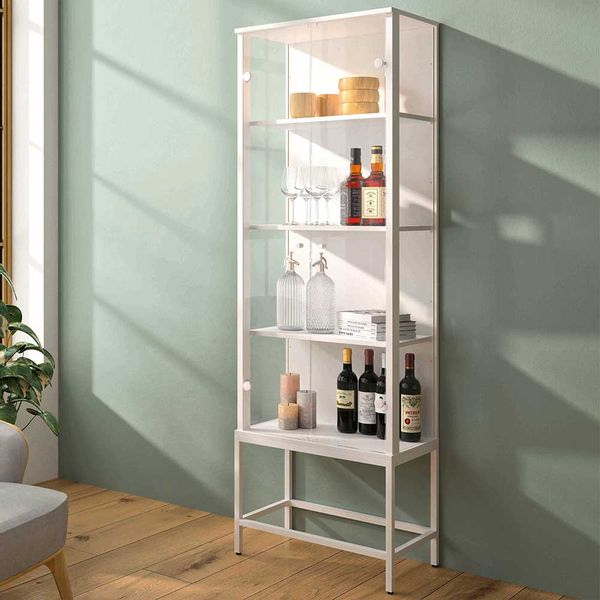 Esszimmer Vitrinenschrank weiss in modernem Design 177 cm hoch günstig online kaufen