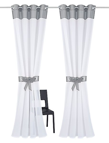 my home Gardine "Villars" Ösen 2 Stk. tlg. Vorhang, Fertiggardine, inkl. 2 günstig online kaufen