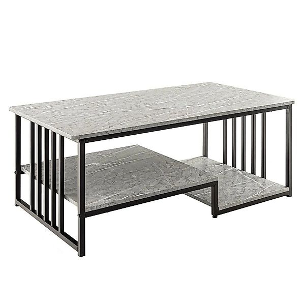 Costway Couchtisch Kaffeetisch mit 2 Ablage Beistelltisch Grau günstig online kaufen