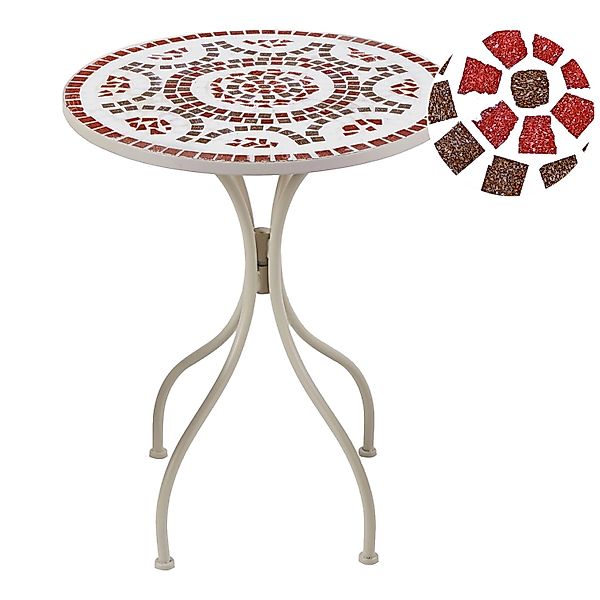 Beliani Gartentisch SPELLO Weiss Rot Grau 60x60x74 günstig online kaufen