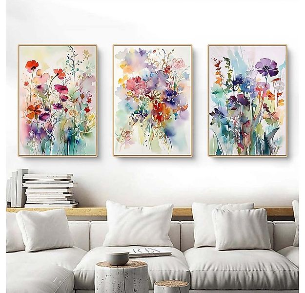 trends for living Wandbild Wanddekoration Blumen 3er Set, Leinwandbilder oh günstig online kaufen