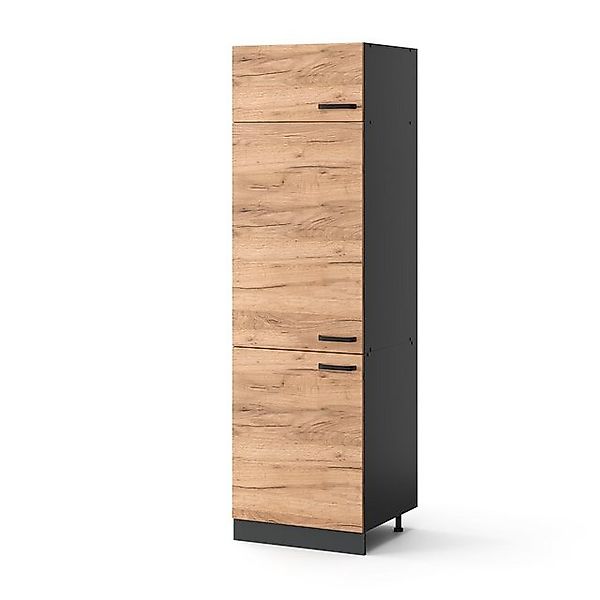 Vicco Kühlumbauschrank R-Line Hochschrank für die Küche Goldkraft Eiche/Ant günstig online kaufen