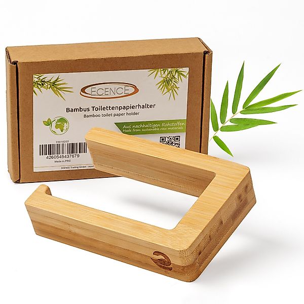 ECENCE Toilettenpapierhalter 1x Toilettenpapierhalter Holz, selbstklebend günstig online kaufen