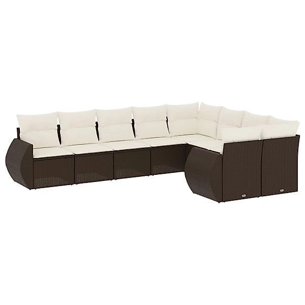 vidaXL 9-Tlg Garten-Sofagarnitur mit Kissen Braun Poly Rattan 3254180 günstig online kaufen