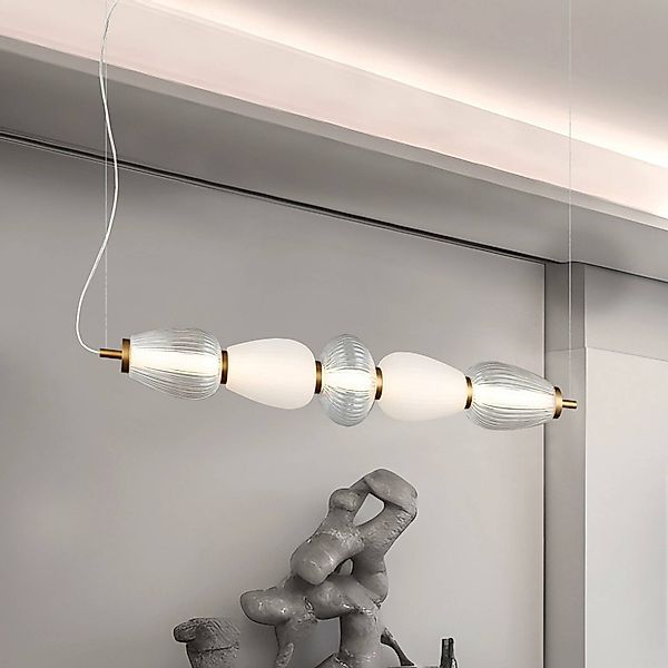 LED-Pendellampe Shiny, Länge 83 cm, klar/weiß, Glas günstig online kaufen