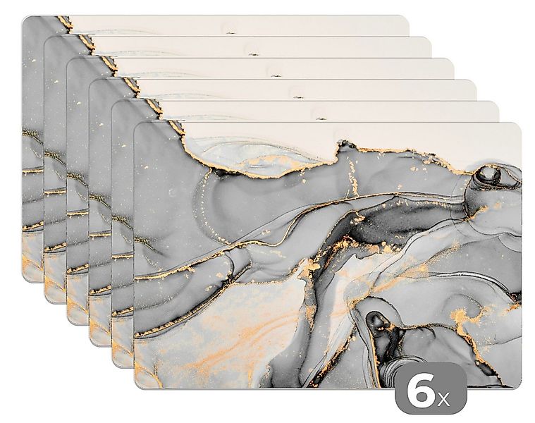 MuchoWow Platzset Marmor - Gold - Grau, (6-St), Platzsets, Tischset, Abwasc günstig online kaufen