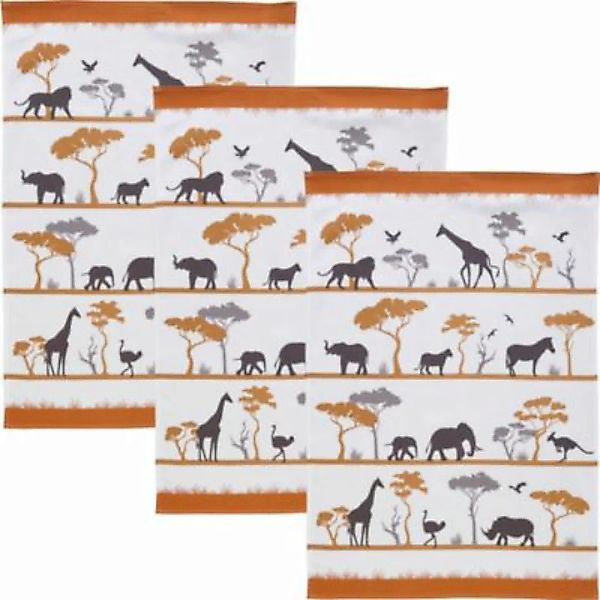 Erwin Müller "Geschirrtuch ""Afrika"" im 3er-Pack Baumwolle" orange/weiß günstig online kaufen