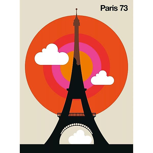 Fototapete Eiffelturm Paris 73 Orange Gelb Schwarz 2,00 m x 2,70 m FSC® günstig online kaufen