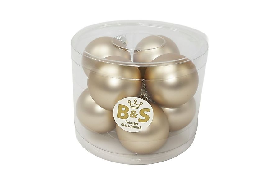 B&S Weihnachtsbaumkugel Baumschmuck Champagner matt 8 Stück Ø 6 cm Glas günstig online kaufen