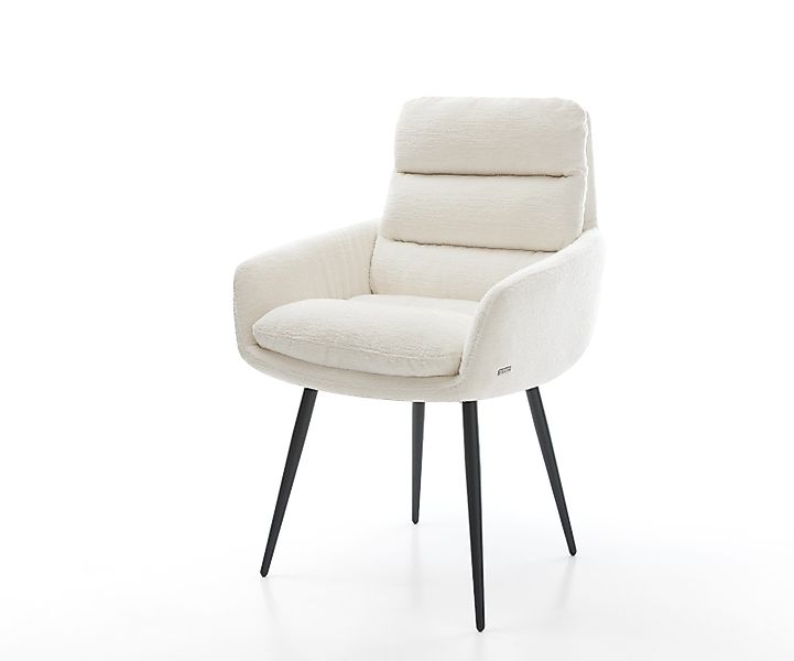 Esszimmerstuhl Abelia-Flex mit Armlehnen Bouclé Soft Beige 4-Fuß konisch Sc günstig online kaufen