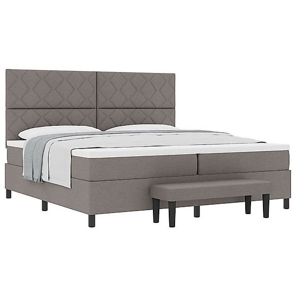 vidaXL Bett Boxspringbett mit Matratze und Bank Taupe 200x200 cm Stoff (2-t günstig online kaufen