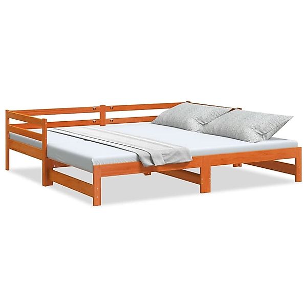 vidaXL Tagesbett Ausziehbar Wachsbraun 90x200 cm Massivholz Kiefer2009306 günstig online kaufen