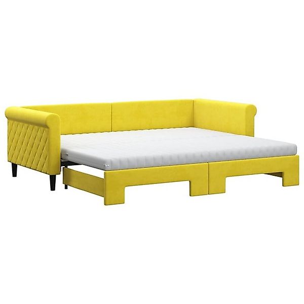 vidaXL Bett, Tagesbett Ausziehbar mit Matratzen Gelb 90x200 cm Samt günstig online kaufen