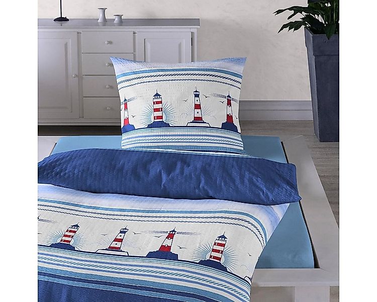 TRAUMSCHLAF Bettwäsche Leuchtturm, Seersucker, 2 teilig, bügelfreie Seersuc günstig online kaufen
