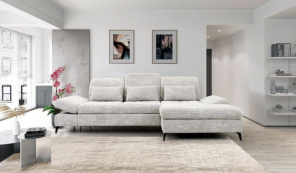 Hygger Möbelhaus Ecksofa Nola L-Form 300 x 170 cm. Wahlweise mit Bettfunkti günstig online kaufen