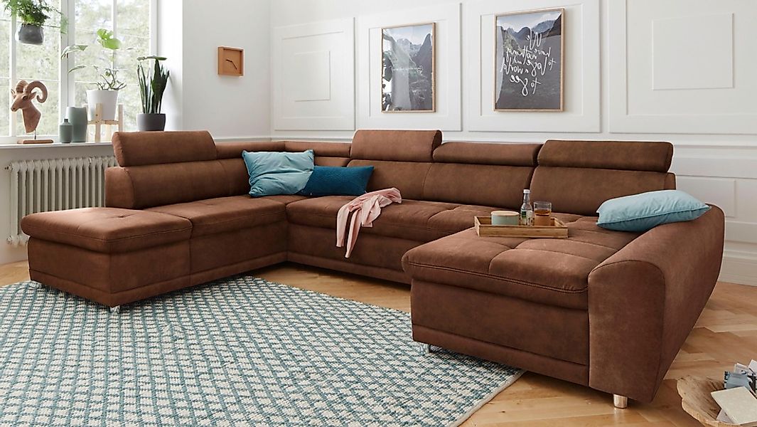 sit&more Wohnlandschaft "Riva U-Form" wahlweise mit Bettfunktion günstig online kaufen