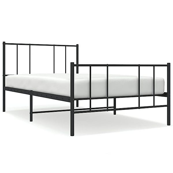 vidaXL Bettgestell, Bettrahmen mit Kopf- und Fußteil Metall Schwarz 90x200 günstig online kaufen