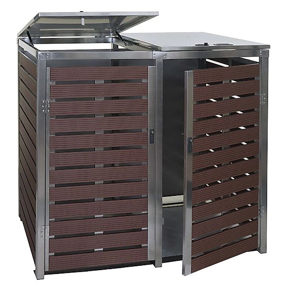 Proregal 2er Mülltonnenverkleidung HxBxT 119x134x84 cm Walnuss-Holzoptik Mü günstig online kaufen