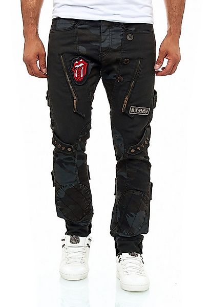 KINGZ Slim-fit-Jeans Military Herren Jeans in extravagantem Look günstig online kaufen