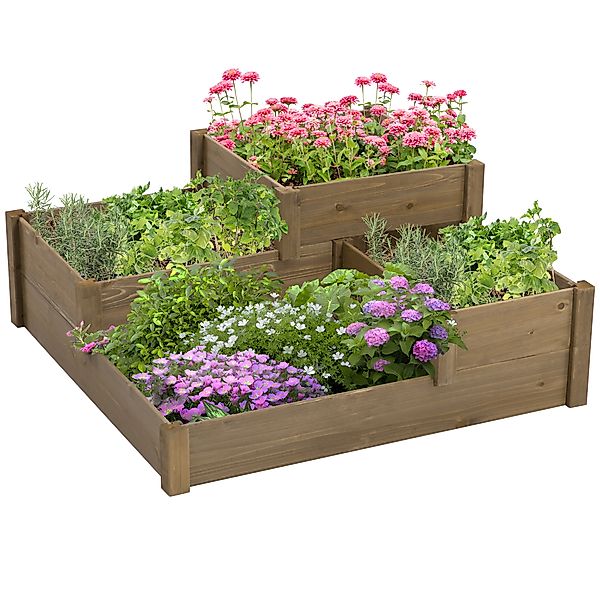 Outsunny Hochbeet 4 Pflanzgefäße, Wetterbeständig (Blumenkasten, günstig online kaufen
