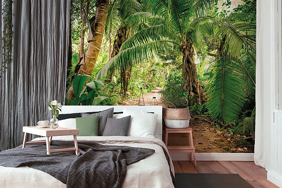 Fototapete Palmen Dschungel Grün Braun 3,50 m x 2,55 m FSC® günstig online kaufen
