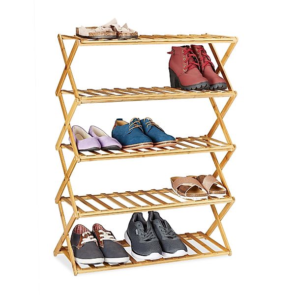 relaxdays Schuhregal Faltbares Schuhregal aus Bambus günstig online kaufen