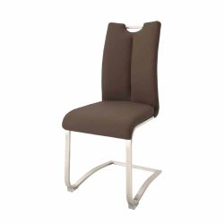 Esstischstuhl in Kunstleder Braun Edelstahl (2er Set) günstig online kaufen