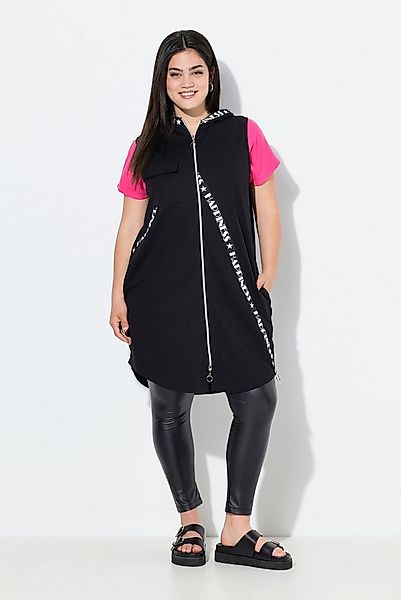 Angel of Style Steppweste Long-Sweatweste A-Linie Wording-Bänder Kapuze günstig online kaufen