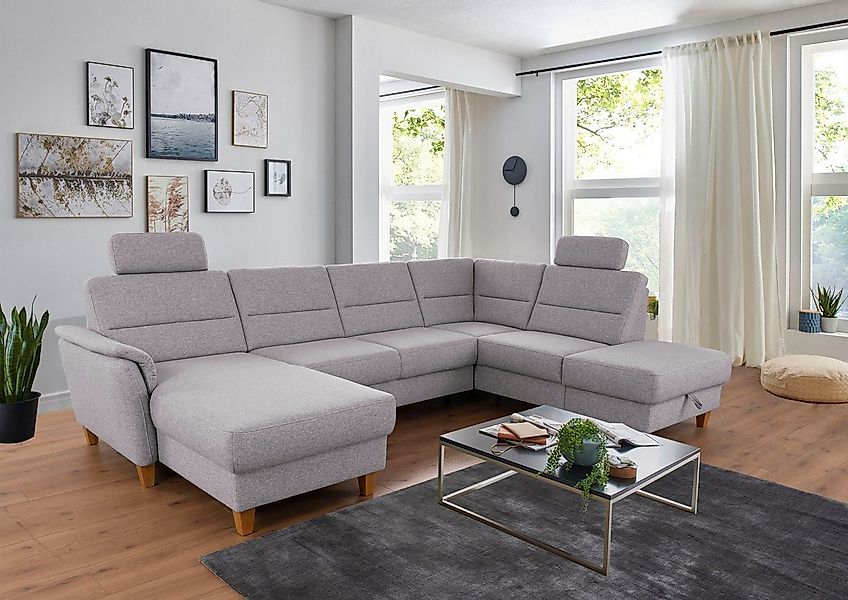 Home affaire Wohnlandschaft "Palmera U-Form, B: 308 cm" optional Bettfunkti günstig online kaufen