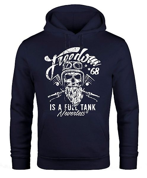 Hoodie Herren Long-Sleeve Biker Motorrad Motiv Freedom is a full Tank Skull günstig online kaufen