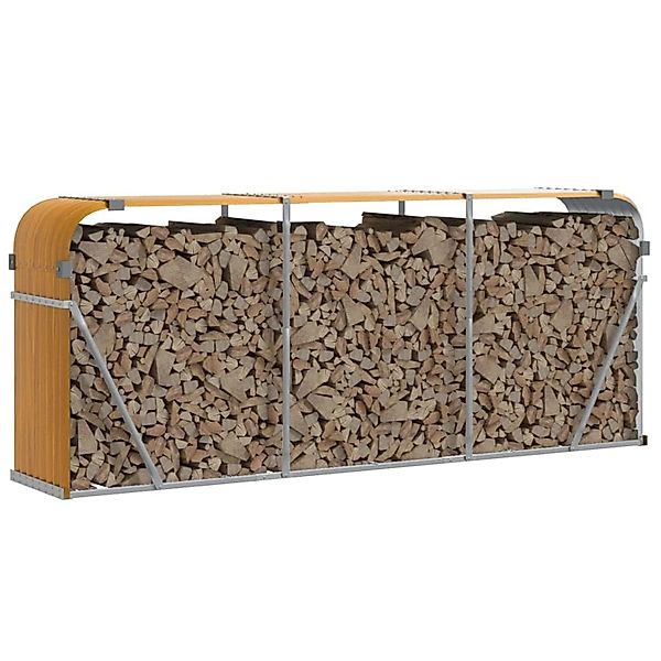 vidaXL Kaminholzunterstand Holzoptik 234x45x100 cm Verzinkter Stahl 364585 günstig online kaufen