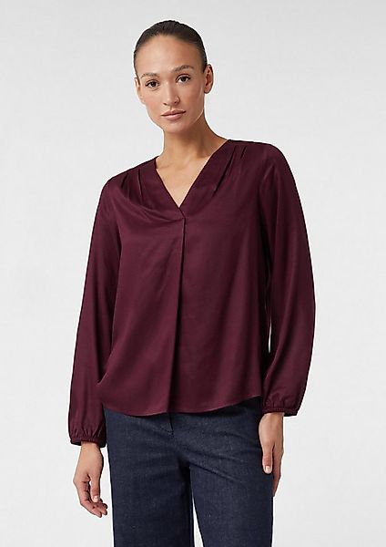 comma Langarmbluse Bluse Satinierte Viskose-Bluse mit Faltendetails günstig online kaufen