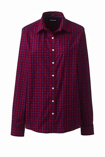 Gemusterte Supima Bügelfrei-Bluse, klassisch, Damen, Größe: S Normal, Rot, günstig online kaufen