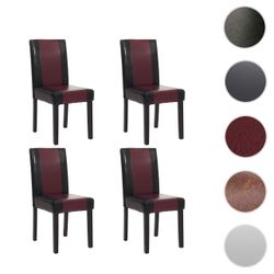 MCW Esszimmerstuhl Littau 4er-Set Kunstleder Schwarz-Rot Dunkle Beine günstig online kaufen