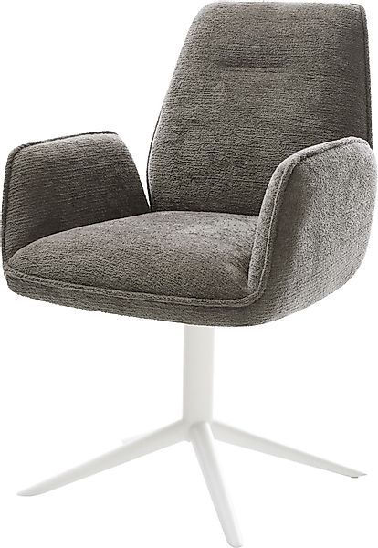 DELIFE Polsterstuhl Zoa-Flex, Fußkreuz Weiß Bouclé günstig online kaufen