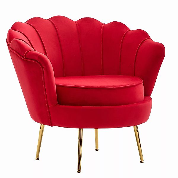 Sessel Tulpe Samt Rot 81 x 77 x 81 cm Design Relaxsessel ohne Hocker | Fern günstig online kaufen
