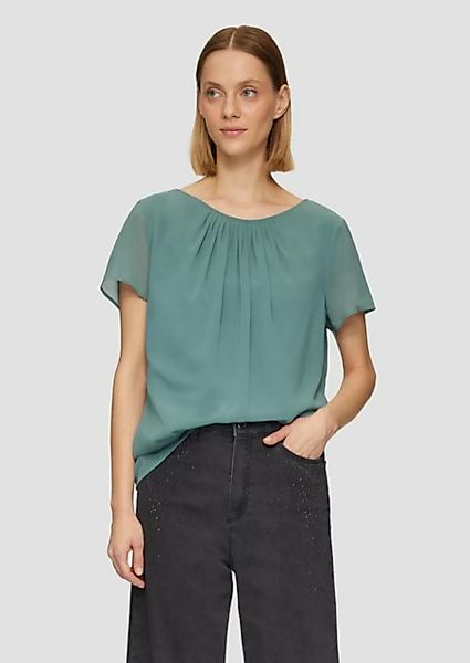 s.Oliver BLACK LABEL Kurzarmbluse Gefütterte Chiffon-Bluse mit Faltendetail günstig online kaufen